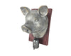 Birch Maison Decorative Primitive / Farmhouse  Resin Pig Head on Board with Bell, Grey - 7.5" Tall