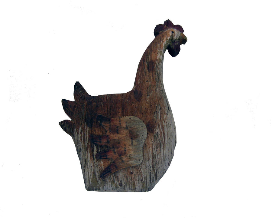 Birch Maison Decorative Primitive / Farmhouse Wooden Hen Figurine with Antiqued Finish  - 5" Tall