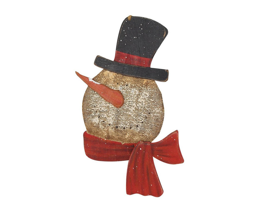 WOODEN BURLAP SNOWMAN HANGING SMALL  Craft Outlet