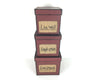 Birch Maison Decorative Primitive / Farmhouse Square Nesting Boxes "Live-Lough-Love", Vintage Red, Set of 3 - 8" H, 7" H, 6" H