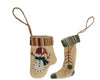 Birch Maison Decorative Primitive / Farmhouse Fabric Glove "Snowman" And Stocking "Christmas Tree", Christmas Ornaments, Set of 2 - 3" Tall