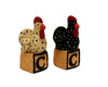 Birch Maison Decorative Primitive / Farmhouse Paper Mache Chicken on Blocks, Sitting, Set of 2 - 3" Tall
