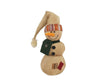 Birch Maison Decorative Primitive / Farmhouse Fabric Snowman with Green Scarf and Cream Colored Long Hat, Standing - 13" Tall