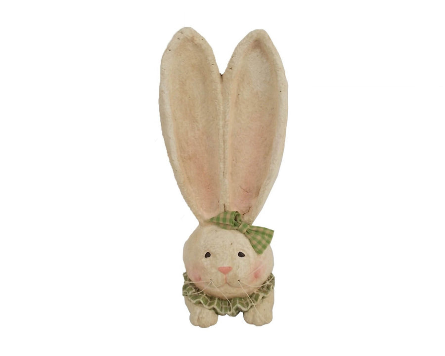 Birch Maison Decorative Primitive / Farmhouse Paper Mache Bunny Head Figurine with Long Ears - 10" Tall