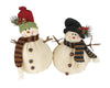 Birch Maison Decorative Primitive / Farmhouse  Hand-Stiched Fabric Snowman Couple with Twig Arms and Black / Red Hats,Assorted, Set of 2 - 10" Tall