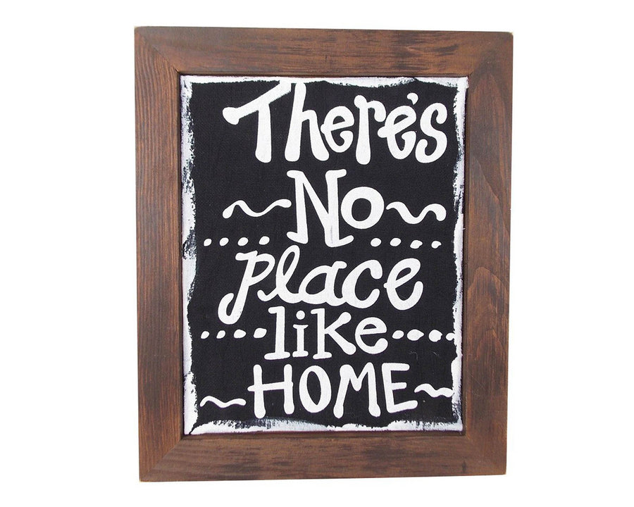 Birch Maison Decorative Primitive / Farmhouse Faux Chalkboard with Wood Frame "There's No Place like Home" - 12" Tall