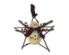 Birch Maison Decorative Primitive / Farmhouse Paper Mache Snowman on Wicker Star with Berries and Faux Pine Tree Branches, Christmas Ornament - 11.5" Tall