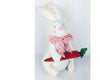 Birch Maison Decorative Primitive / Farmhouse Sitting Fabric Bunny with Carrot and Pink Polka Dot Bow - 12.5" Tall
