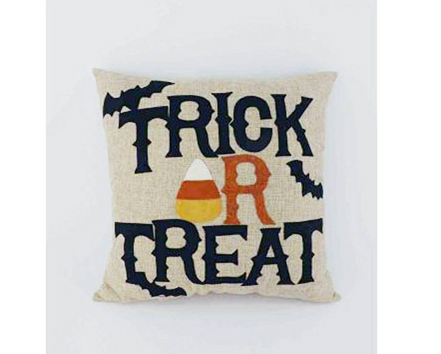Birch Maison Decorative Primitive / Farmhouse Fabric Pillow "Trick Or Treat", Tan - 14" L x 6" W x 14" H