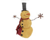 Birch Maison Decorative Primitive / Farmhouse Standing Fabric Snowmen "Gilbert", with Tin Arms and Snowflake Hands, Long Red Fabric Scarf and Black Top Hat - 16" Tall