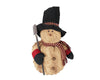 Birch Maison Decorative Primitive / Farmhouse Puffy Chenille Snowman with Fabric Scarf, Mittens and Large Top Hat and Rusty Tin Shovel, Standing - 18" Tall
