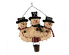Birch Maison Decorative Primitive / Farmhouse Hanging Chenille Snowman Trio with Fabric Scarfs, Top Hats that Read "Let - It - Snow", Holding a Rusty Tin Bucket, Christmas Ornament, - 6" Tall