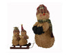 Birch Maison Decorative Primitive / Farmhouse Standing Chenille Snowman Set with Fabric Scarf and Pointed Head, Pulling a Sleigh with 2 Chenille Baby Snowmen - 16" Tall