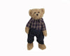 Birch Maison Decorative Farmhouse / Primitive Standing Fabric Bear "Jonathan" with Checkered Shirt and Blue Pants - 13" Tall