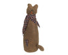 Birch Maison Decorative Primitive / Farmhouse Sitting Paper Mache Cat with adjustable Tail, a homespun Plaid Heart sewn to her Body and a Plaid homespun Scarf around her Neck - 12" Tall