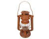 Birch Maison Decorative Primitive / Farmhouse Tin Oil Lantern with Wired Glass, Wick and Fluid Basin, Rustic- 10" Tall