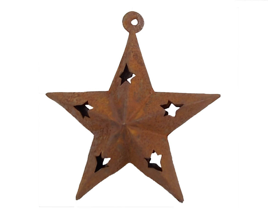 Puffy Star with Star Cut Outs and Hanger, Rustic