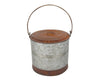 Birch Maison Decorative Primitive / Farmhouse Two Tone Tin Container with Lid, Natural / Rustic - 4.5" Tall