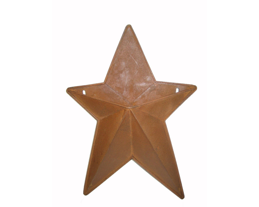 Tin Country Star with Pocket and Pre-Drilled Holes for Hanging, Rustic - 12" Tall