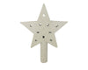 Birch Maison Decorative Primitive / Farmhouse Tin Star Tree Topper with Star Cut Outs, Off-White - 13" Tall