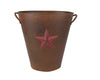 Birch Maison Decorative Primitive / Farmhouse Tin Bucket with Red Star Attached and Handle, Red - 12" Tall
