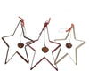 Birch Maison Decorative Primitive / Farmhouse Hanging Tin Star Ornaments, Rustic / Off-White / Red, Assorted, Set of 3