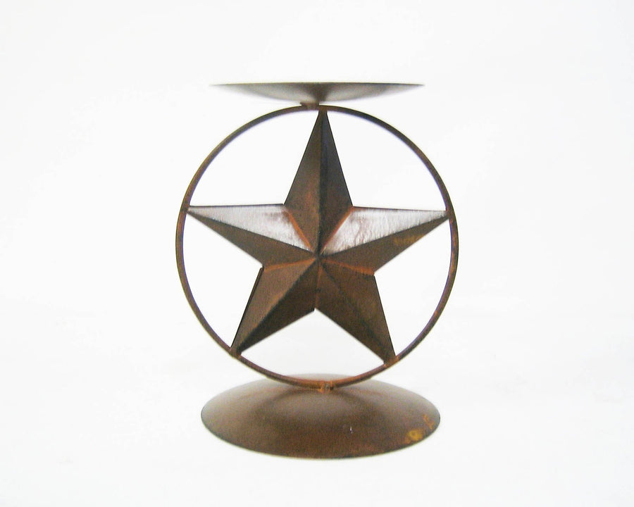 BLACK STAR PILLER CANDLE STAND 5.5"x5"x6.75"  Craft Outlet