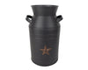 TIN MILK CAN W/STAR, BLACK 11"  Craft Outlet