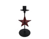 Birch Maison Decorative Primitive / Farmhouse Tin Candle Holder with Red Star, Black - 8.5" Tall