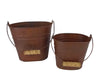 Birch Maison Decorative Primitive / Farmhouse Tin Pails with Wooden Handle, Rustic, Set of 2 -  6" Tall, 8" Tall