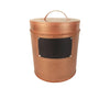 Birch Maison Decorative Primitive / Farmhouse Tin Container with Lid and Chalkboard, Copper Colored - 9" Tall