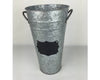 Birch Maison Decorative Primitive / Farmhouse Galvanized Tin Flower Bucket with Chalkboard and Handles, Natural - 11" Tall