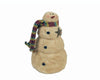 Birch Maison Decorative Primitive / Farmhouse Standing Paper Mache Snowman with a Long Knitted Scarf and Attached tin Star, Off-White - 7" Tall
