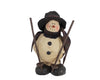 Birch Maison Decorative Primitive / Farmhouse Standing Paper Mache Snowman with Fabric Scarf, Top Hat and Ski Sticks in his Hands - 6.75" Tall