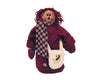Fabric Raggedy Anne with Curley Red Hair, a Big Fabric Red Coat, long Fabric Scarf and wearing a Fabric Snowman Bag - 13" Tall